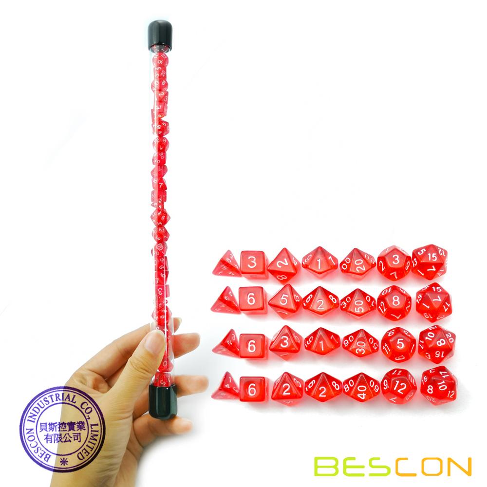 Dice Set Polyhedral - Bescon 28pcs Translucent Red Mini Polyhedral