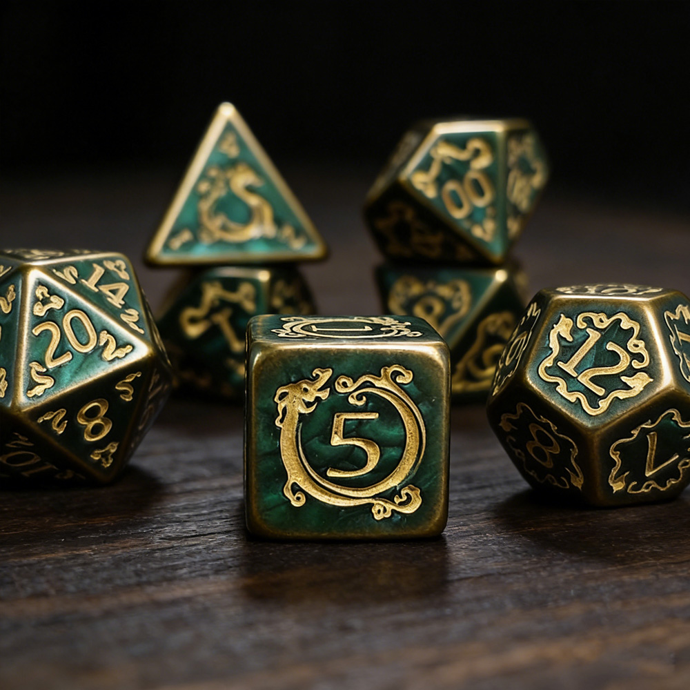 Dice Set Polyhedral - DND Dice 7Pcs/set Dragon Pattern Polyhedral