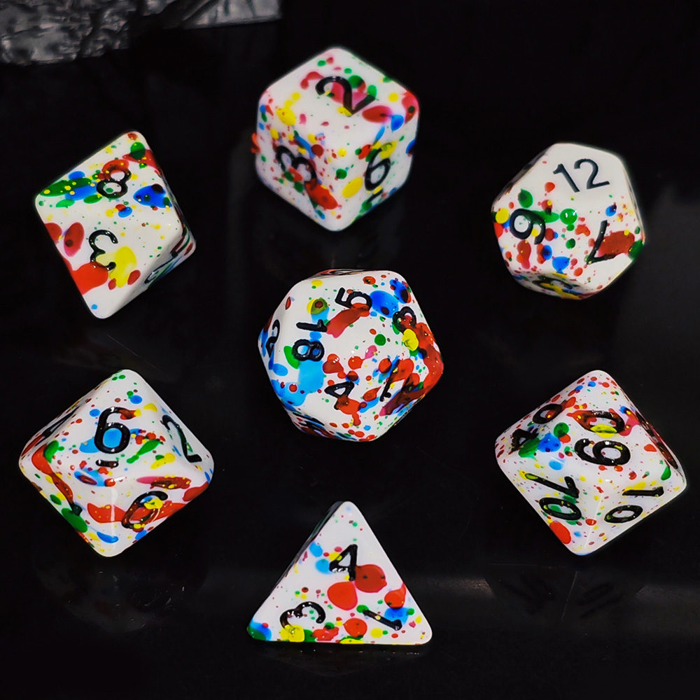Dice Set Polyhedral - Paint Splatter Dice Set - 7PCS