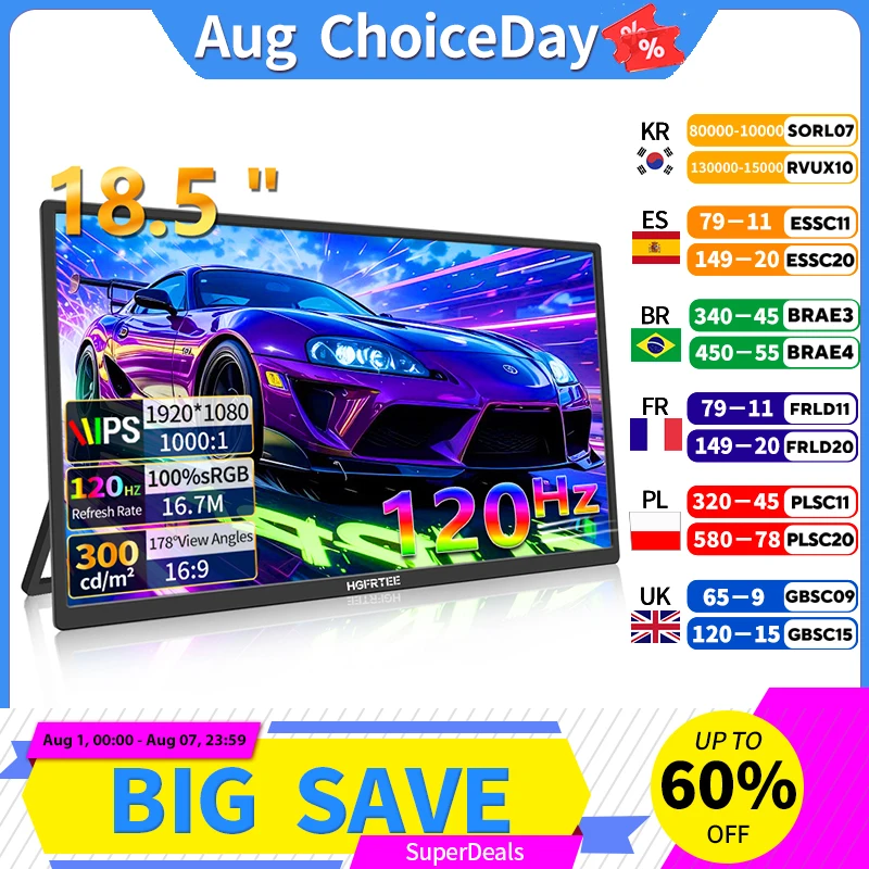 Board Game Journal - HGFRTEE Portable Monitor 18.5inch 120Hz Resolution