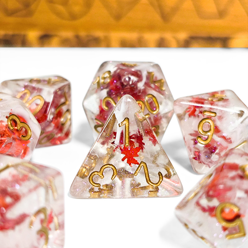 Dice Set Polyhedral - 7PCS DND Dices Transparent Resin Autumn