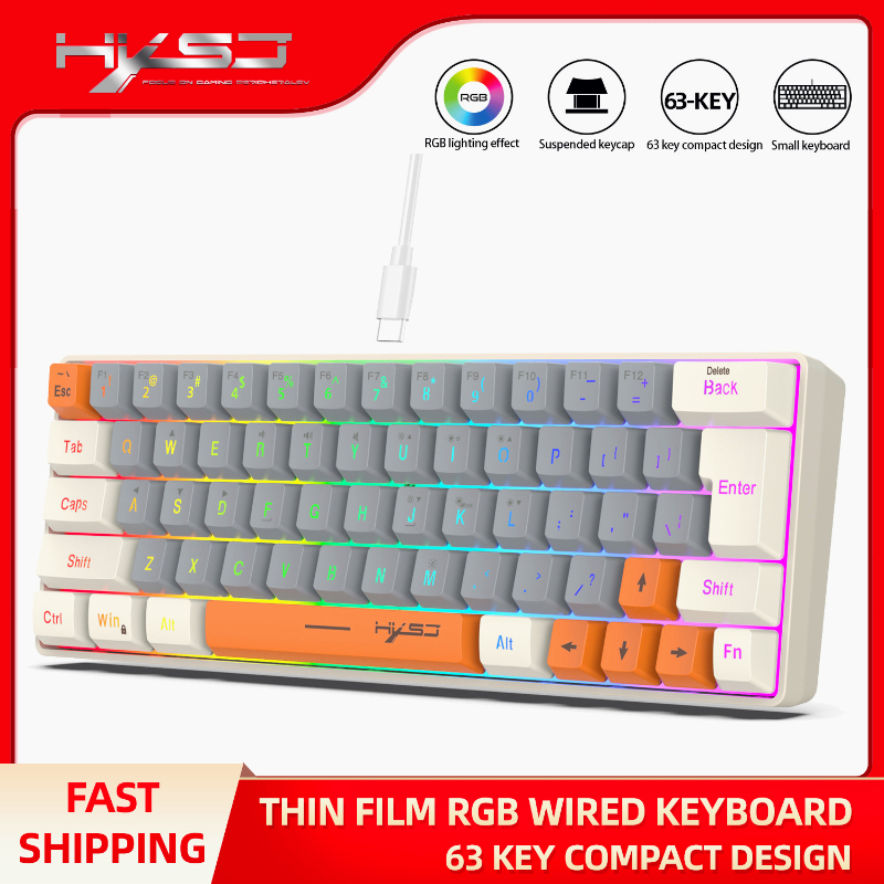 Keyboard RGB USB Wired 63 Keys - Board Game Journal 评论和价格