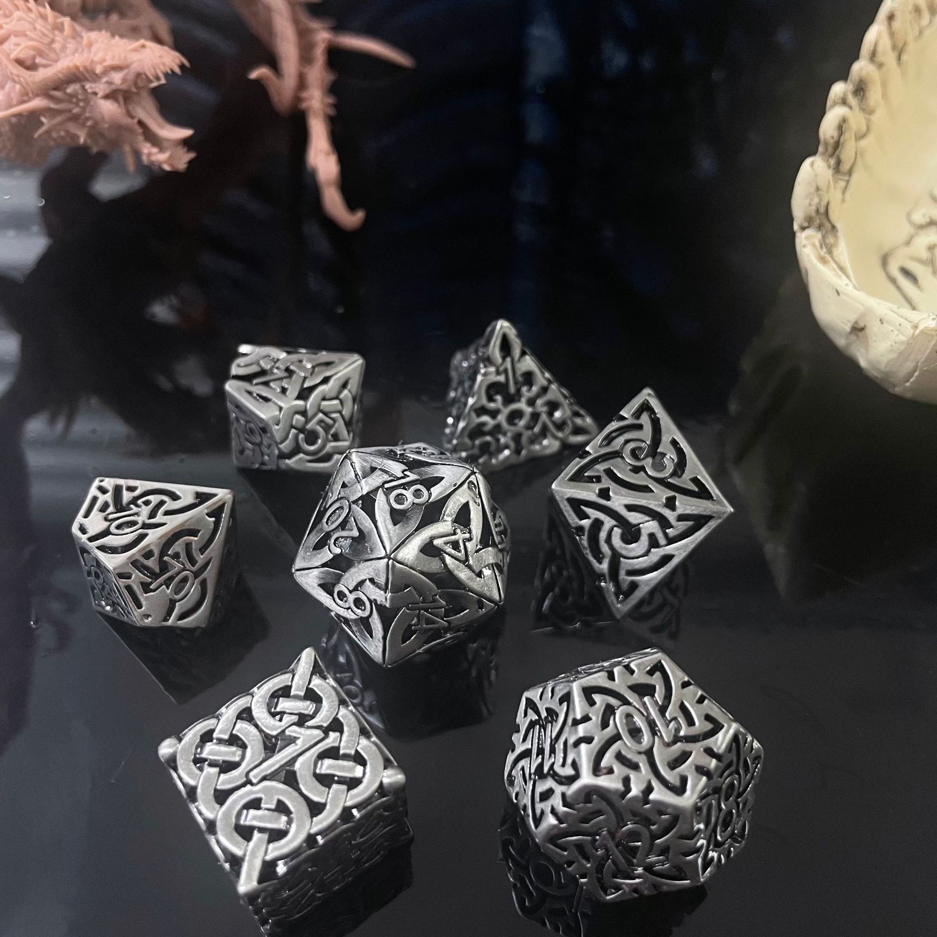 7 Pcs Cosplay D4-D20 DND Brass - Dice Set Polyhedral 评论和价格
