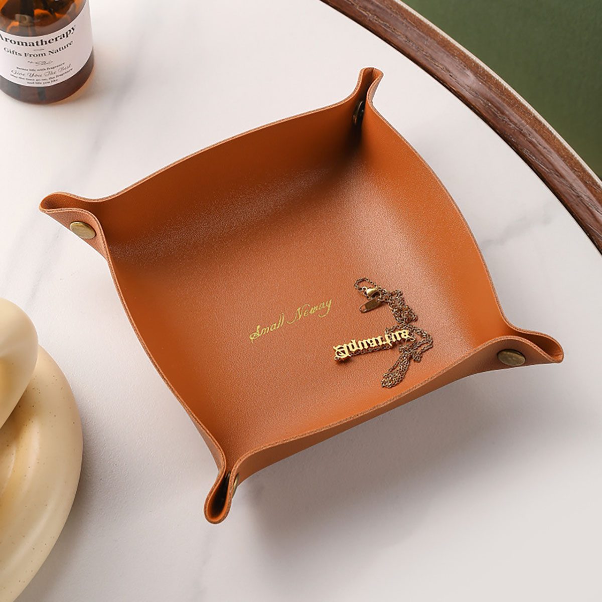 Nordic Style Leather Storage T - Token Tray Organizer 评论和价格