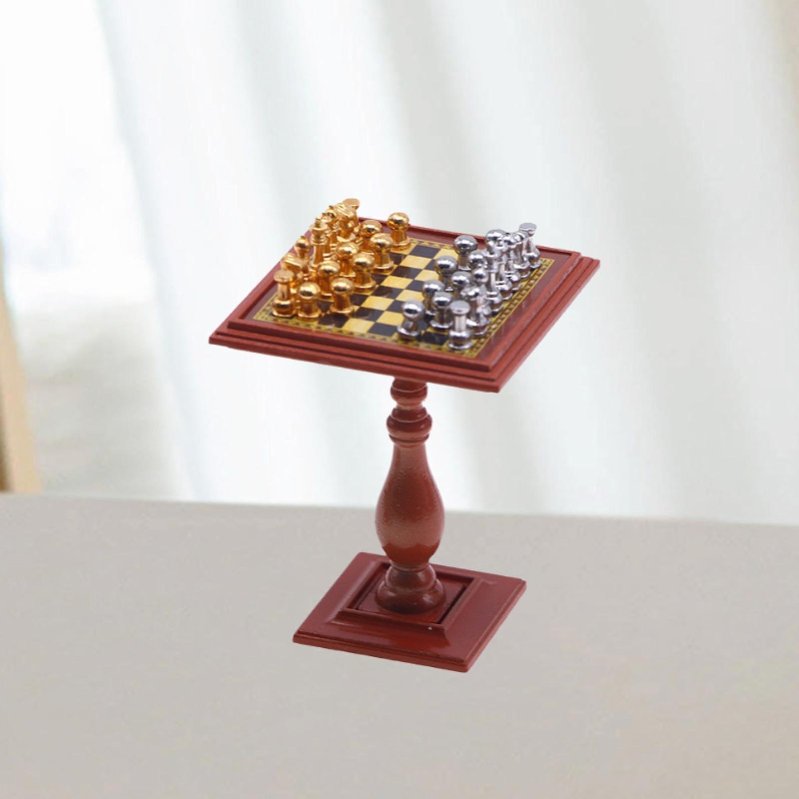 Dollhouse Miniature Internatio - Chess Set Wooden 评论和价格