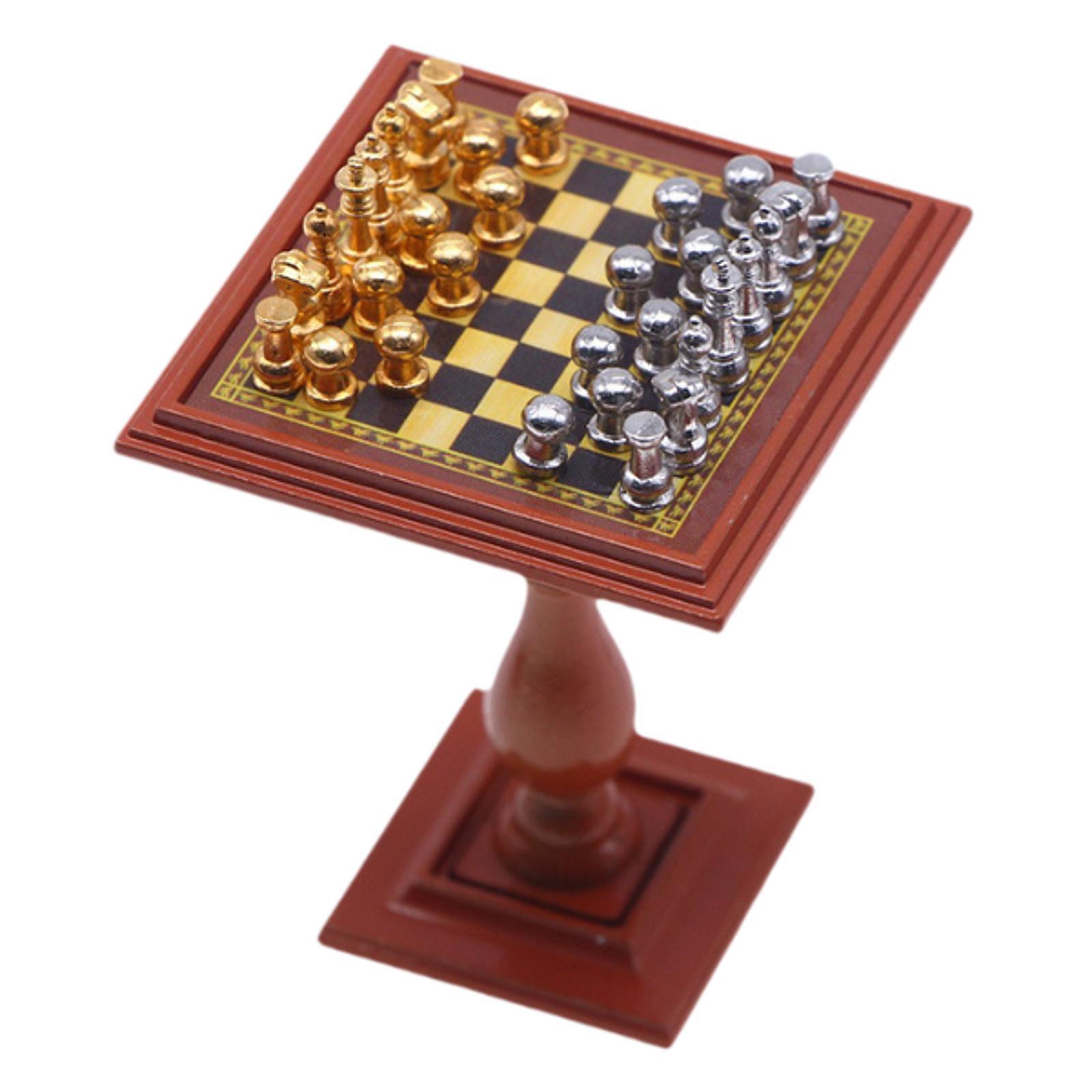 Dollhouse Miniature Internatio - Chess Set Wooden 评论和价格