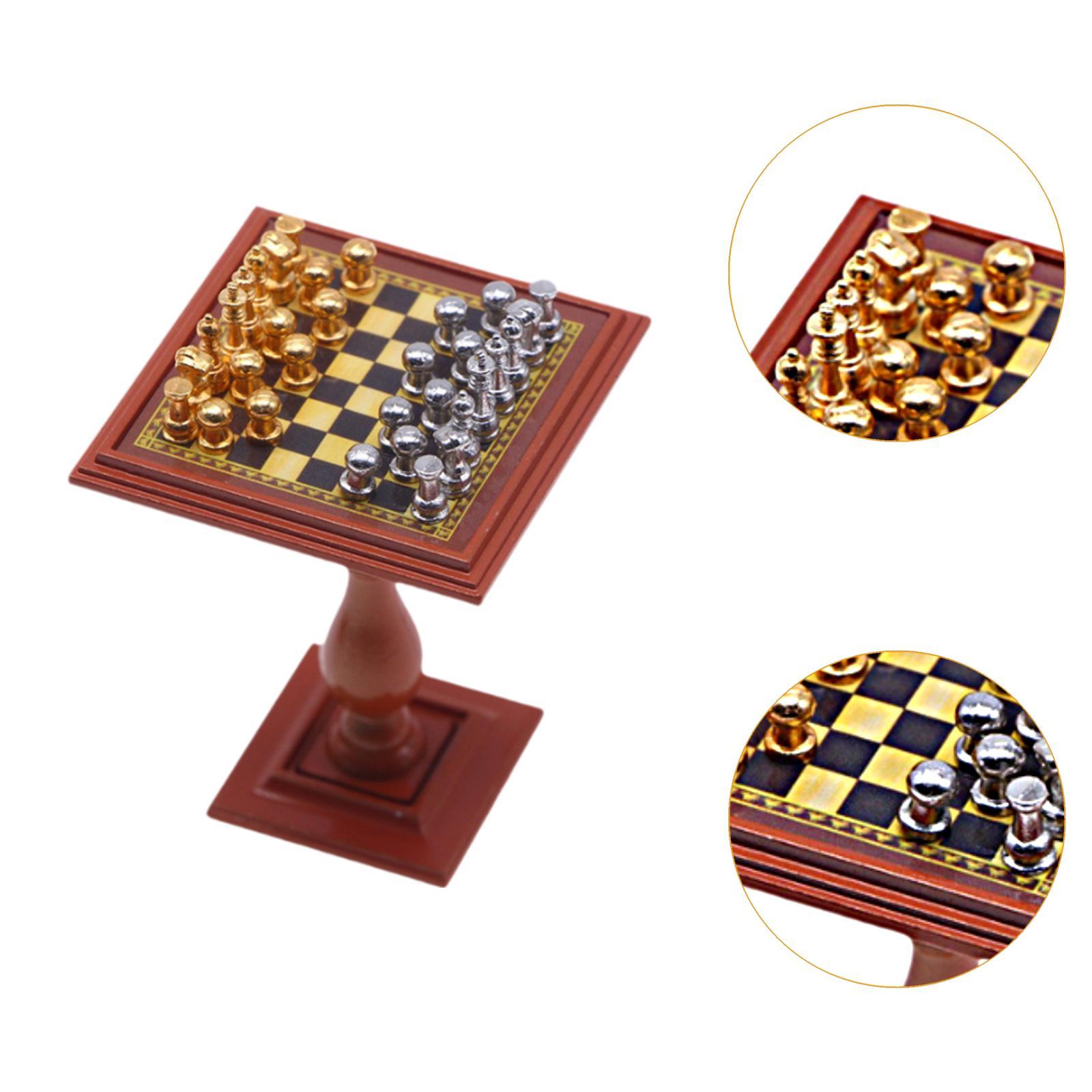 Dollhouse Miniature Internatio - Chess Set Wooden 评论和价格