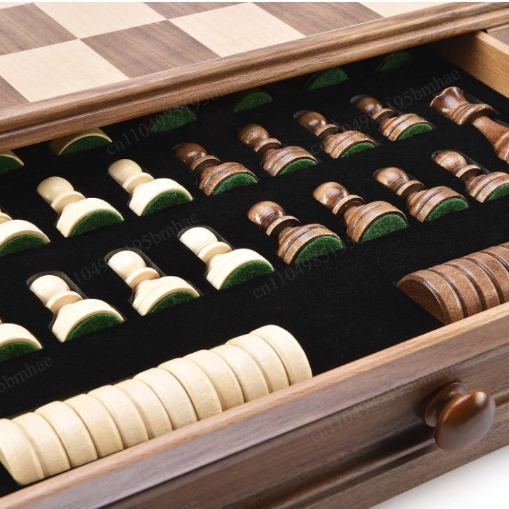 Walnut solid wood chess checke - Chess Set Wooden 评论和价格