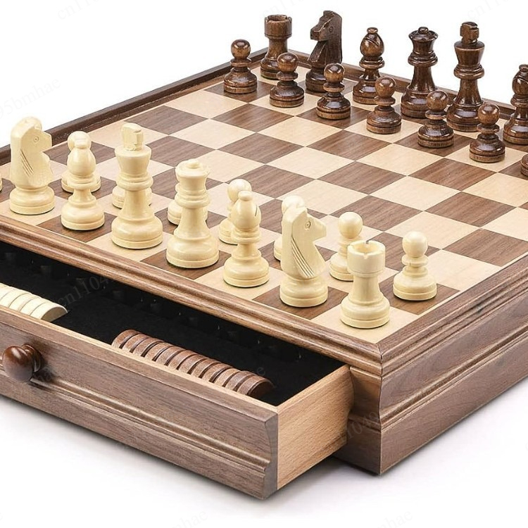 Walnut solid wood chess checke - Chess Set Wooden 评论和价格