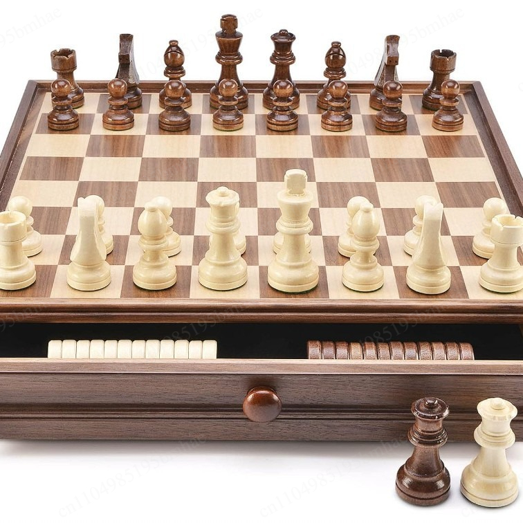 Walnut solid wood chess checke - Chess Set Wooden 评论和价格