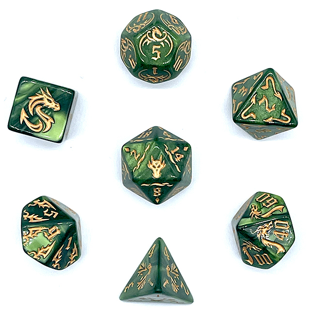 7Pcs Green Swirl Acrylic DND D - Dice Set Polyhedral 评论和价格