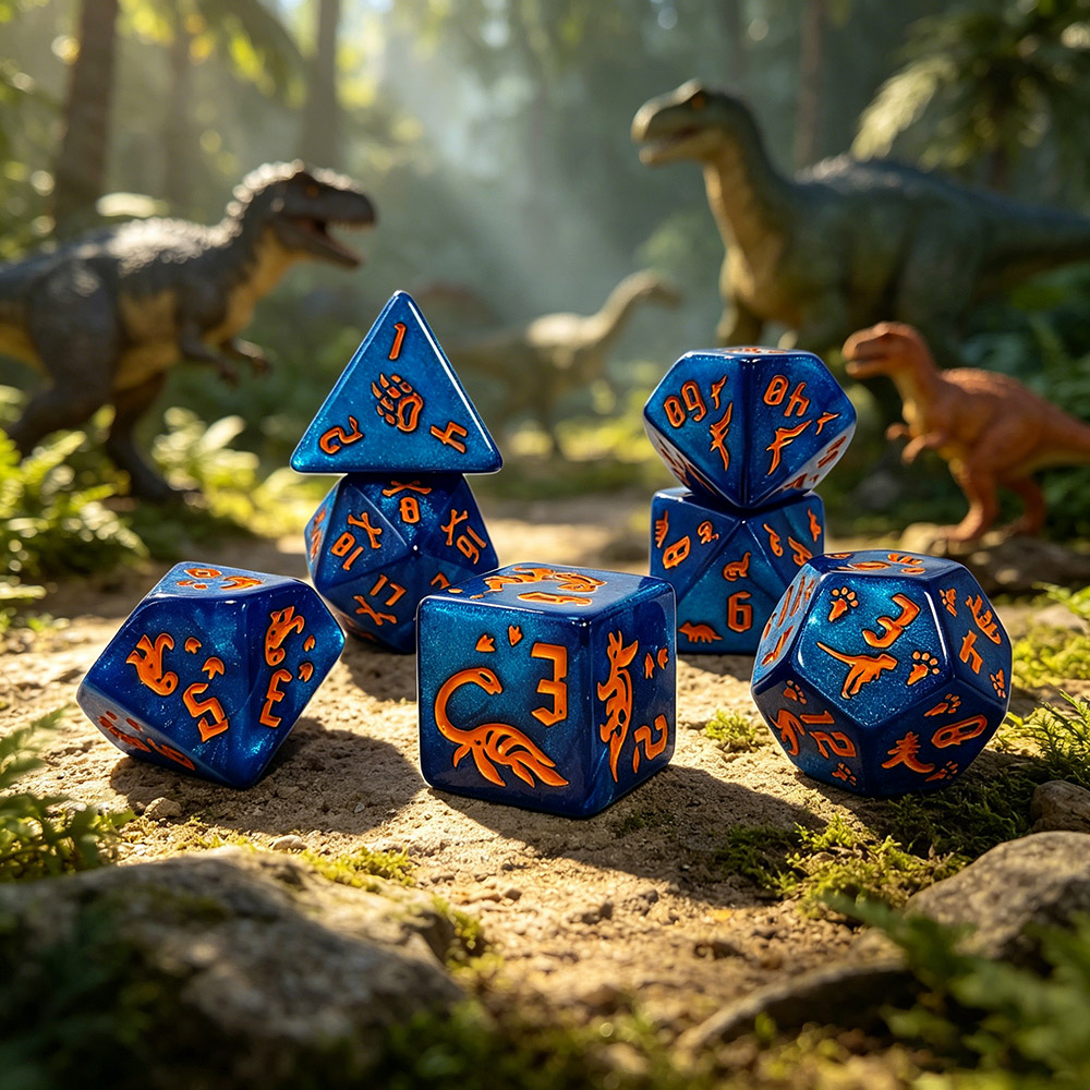 7Pcs Jurassic Ocean Blue Dinos - Dice Set Polyhedral 评论和价格
