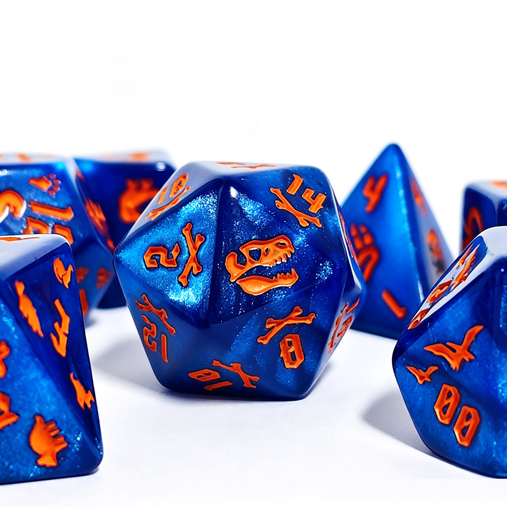 7Pcs Jurassic Ocean Blue Dinos - Dice Set Polyhedral 评论和价格