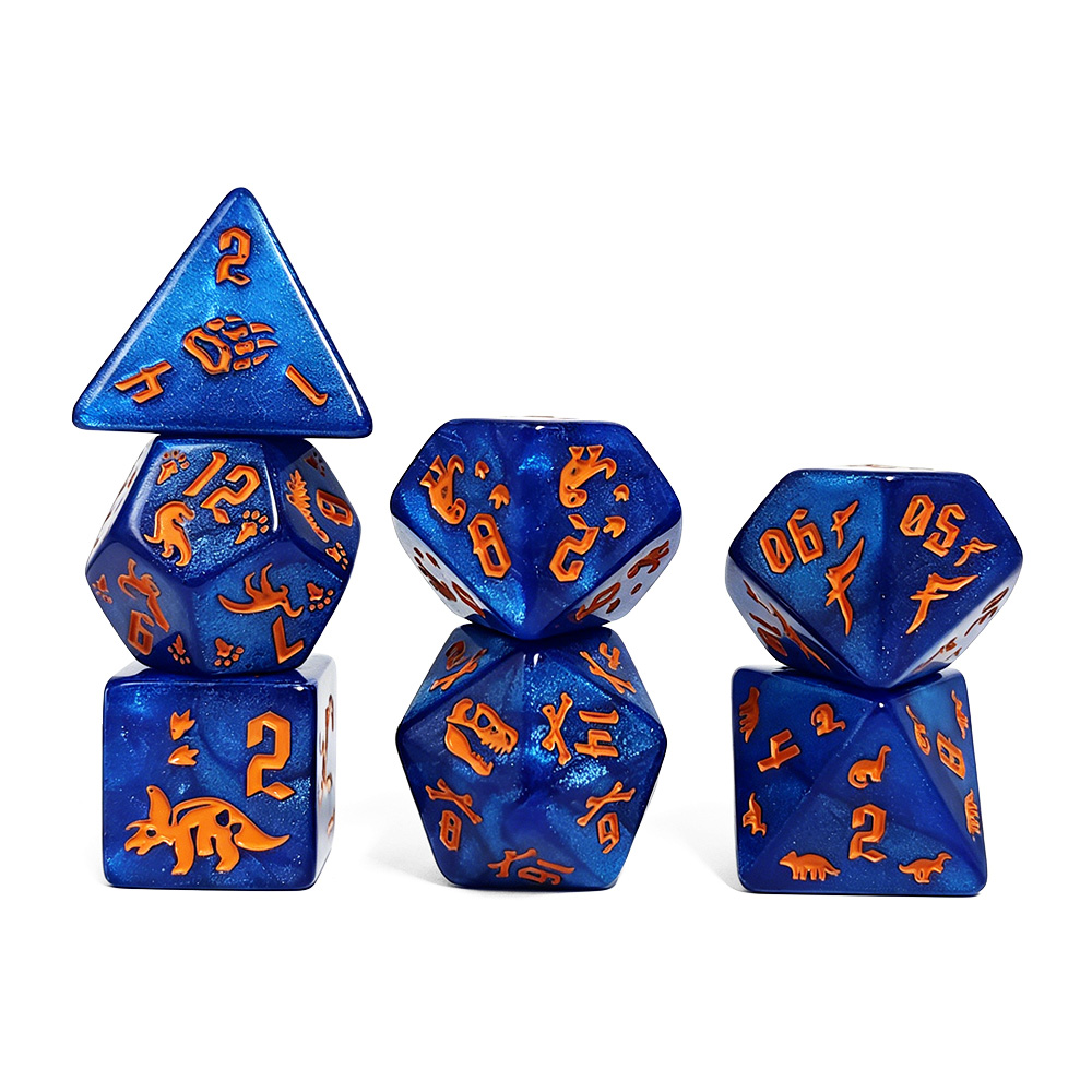 7Pcs Jurassic Ocean Blue Dinos - Dice Set Polyhedral 评论和价格