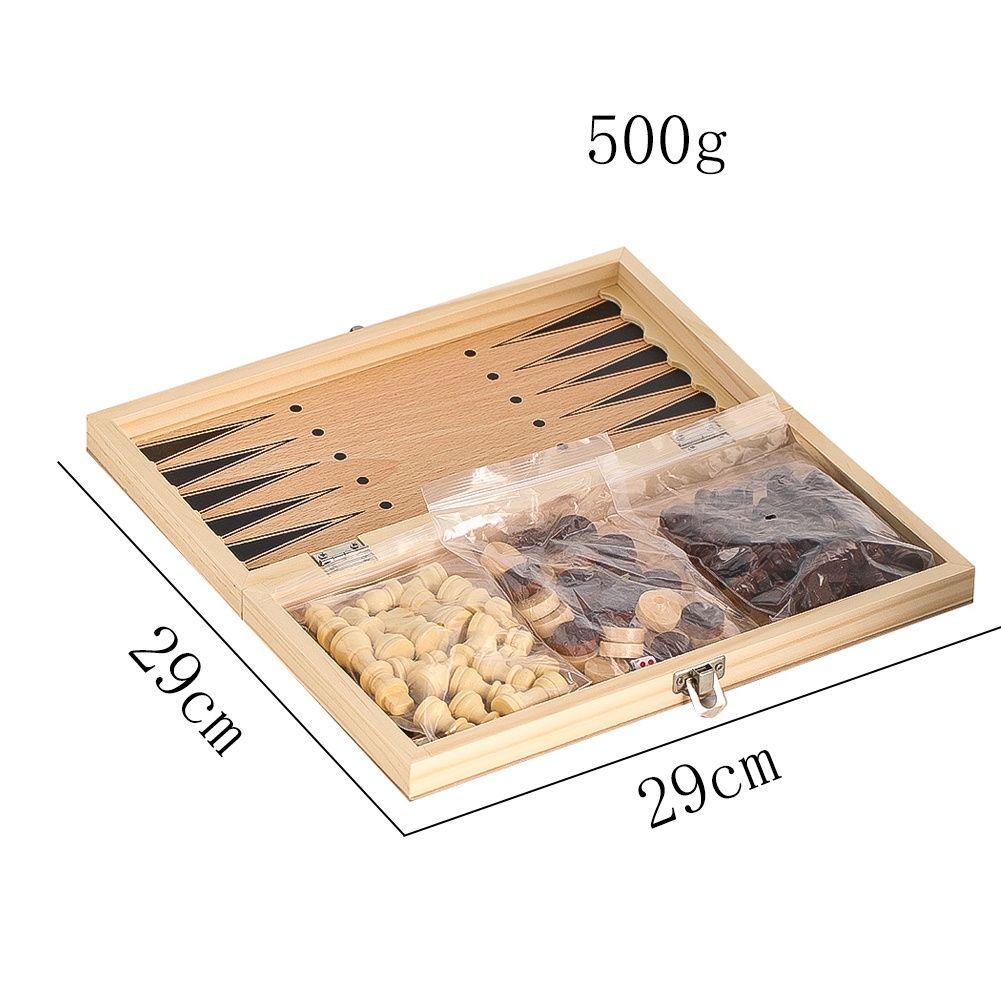 Wooden 3-in-1 Checkers Backgam - Chess Set Wooden 评论和价格