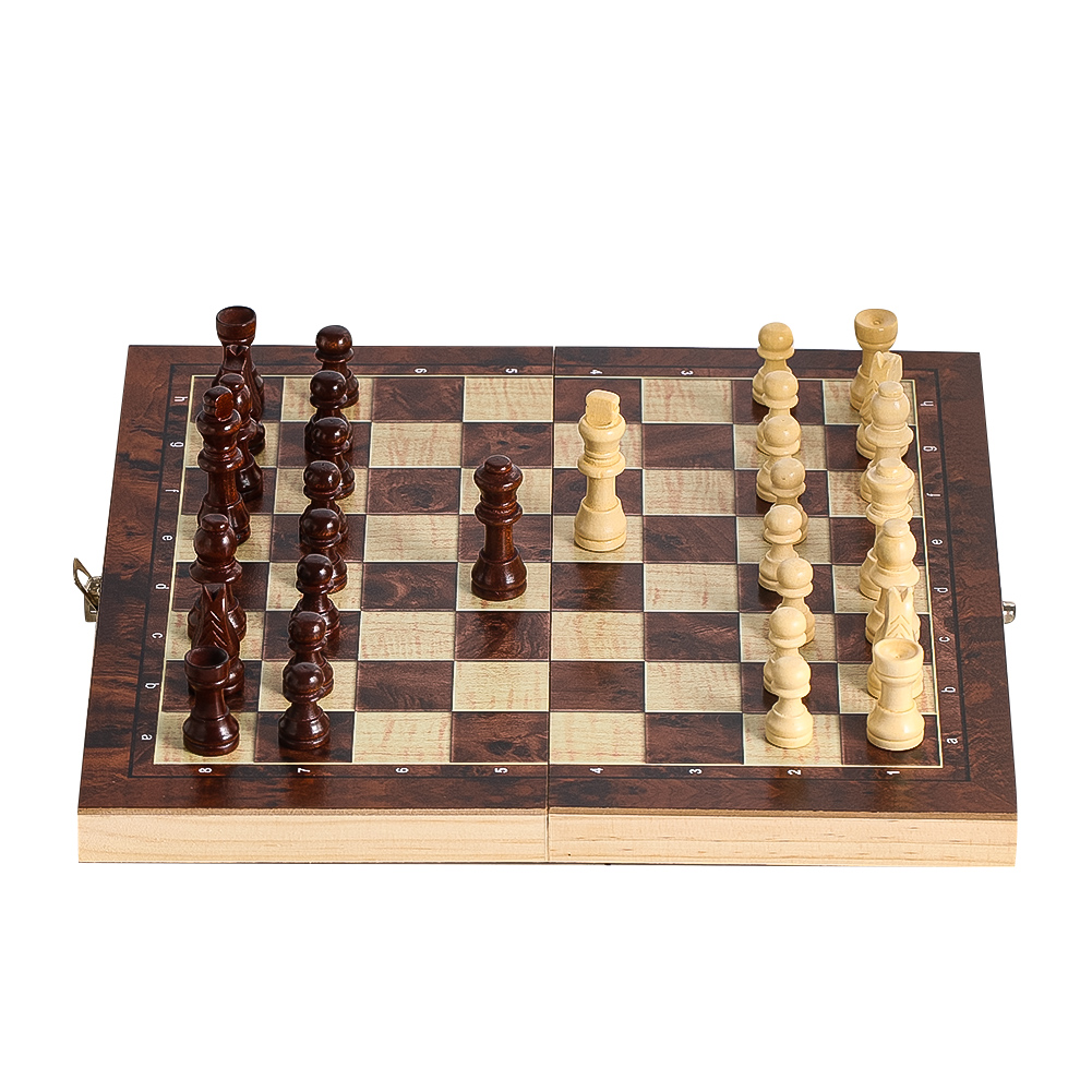 Wooden 3-in-1 Checkers Backgam - Chess Set Wooden 评论和价格