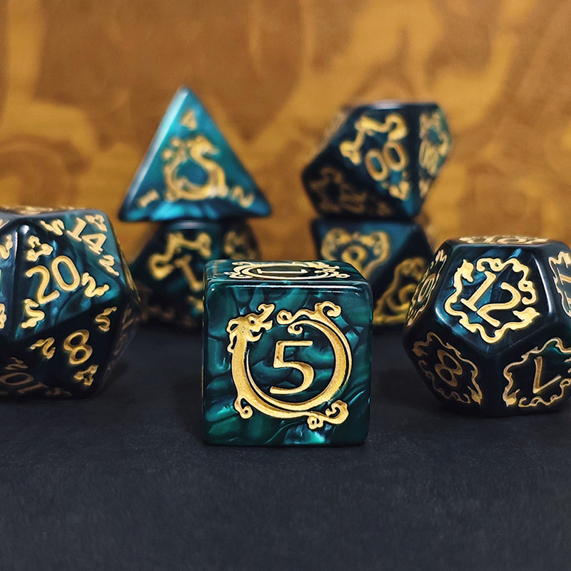7Pcs Set DND Dice Dragon Patte - Dice Set Polyhedral 评论和价格