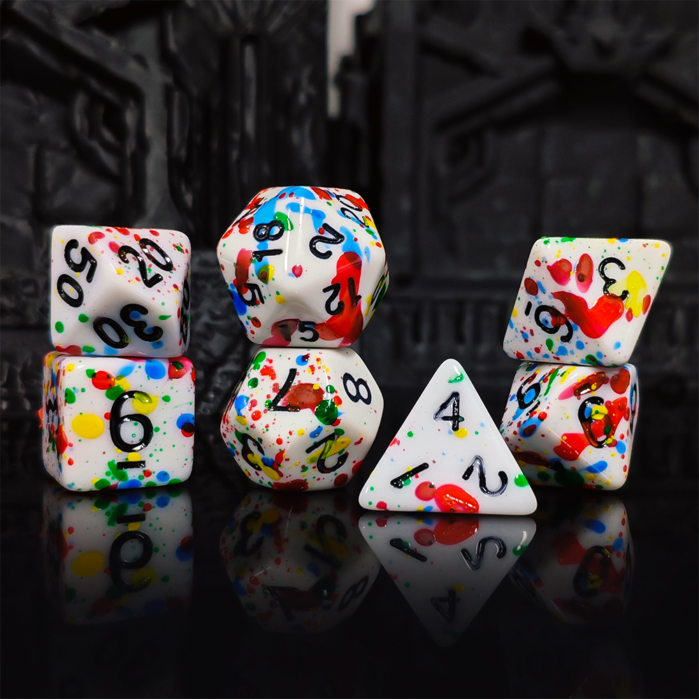Paint Splatter Dice Set - 7PCS - Dice Set Polyhedral 评论和价格