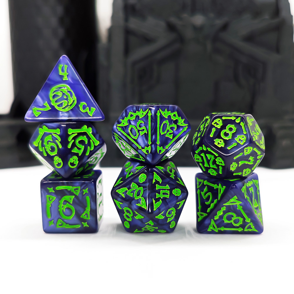 Cthulhu Dark Blue & Neon Green - Dice Set Polyhedral 评论和价格