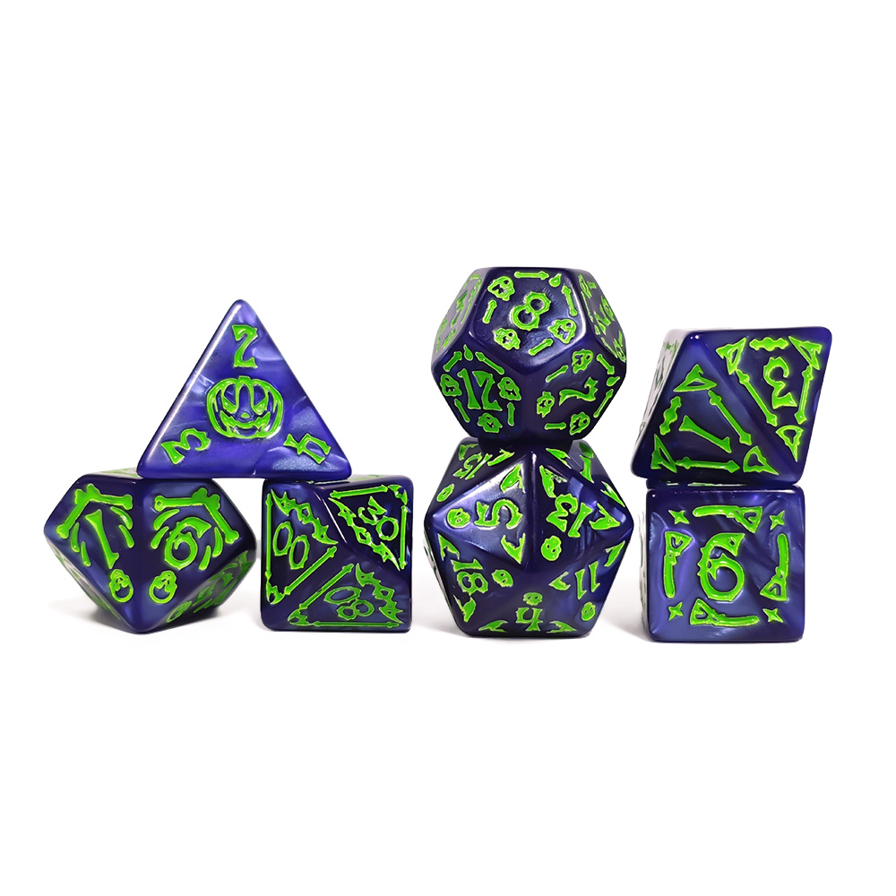 Cthulhu Dark Blue & Neon Green - Dice Set Polyhedral 评论和价格