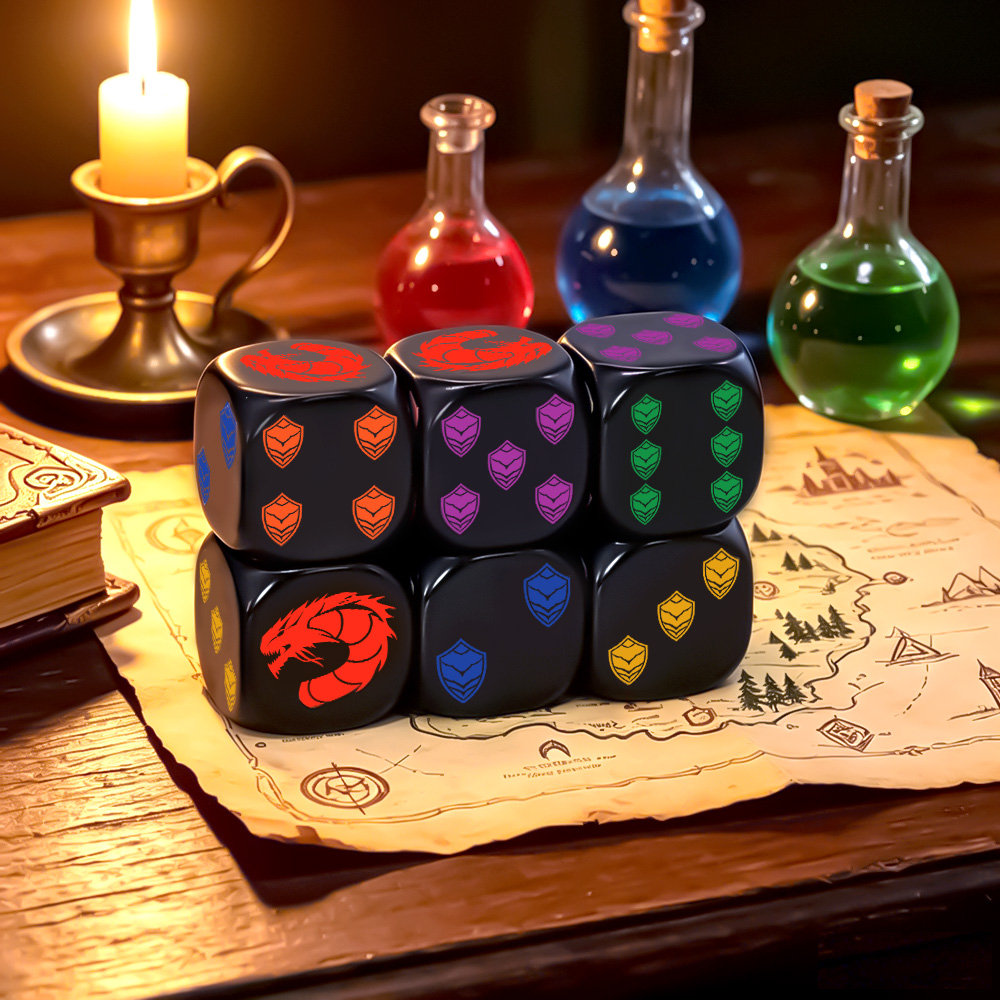 6Pcs Dragon Shield Crest Polyh - Dice Set Polyhedral 评论和价格