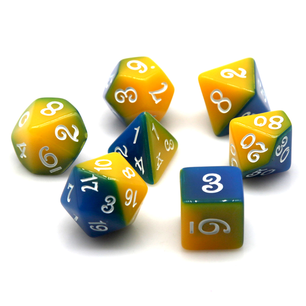 Blue & Yellow Dual Color Polyh - Dice Set Polyhedral 评论和价格