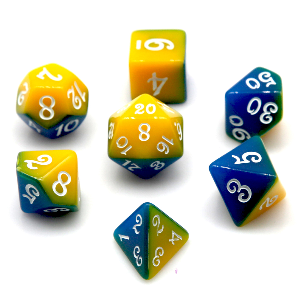 Blue & Yellow Dual Color Polyh - Dice Set Polyhedral 评论和价格